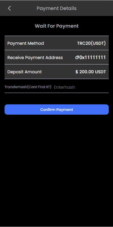 A2058英文版虚拟币投资系统USDT充值