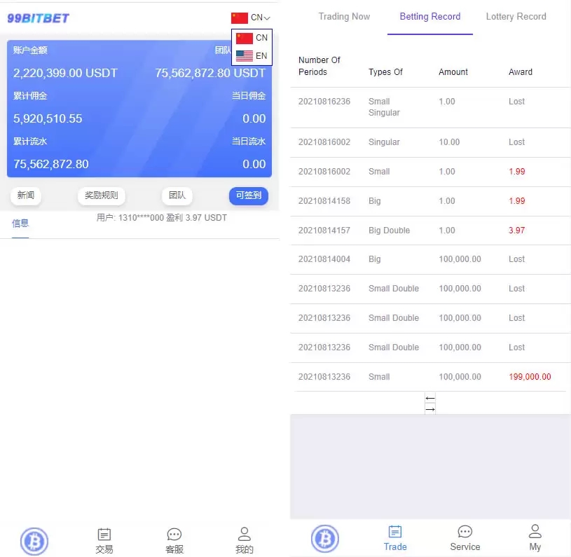 A2059双语言版虚拟币投资系统USDT充值