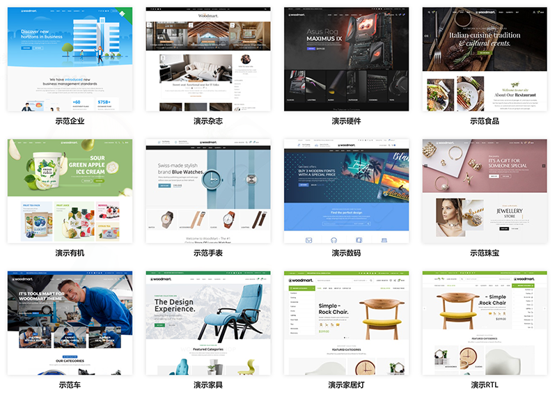 跨境电商外贸商城产品展示多商户汉化主题Woodmart[更新至V7.0]