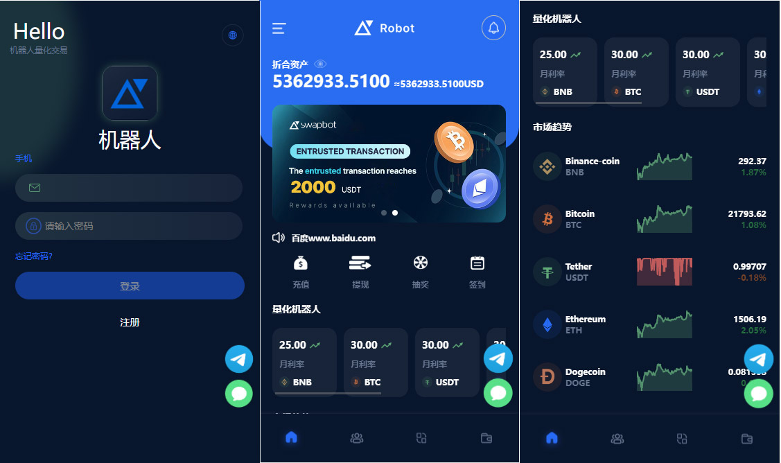 A2069五国语言收益理财BTC虚拟币质押定期存币系统源码_加密货币机器人量化交易系统_内附搭建教程