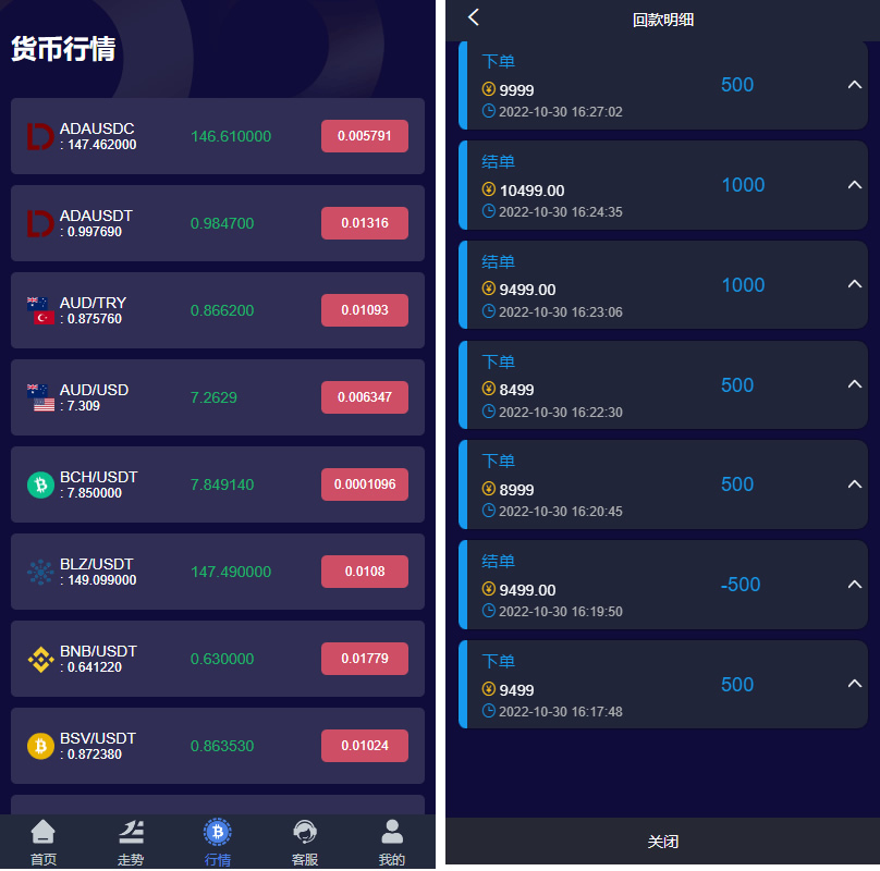 A2076全新平台UI微盘系统微交易单中文开源可以二次开发