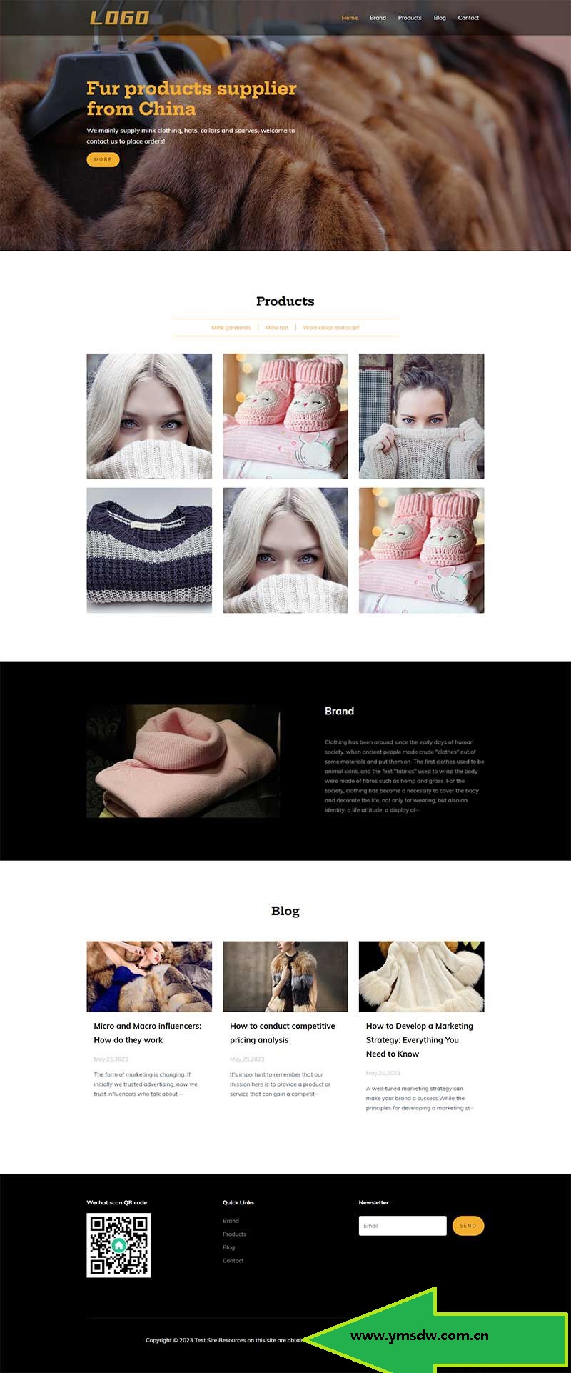 响应式女装服装类外贸网站pbootcms模板 英文外贸网站源码下载