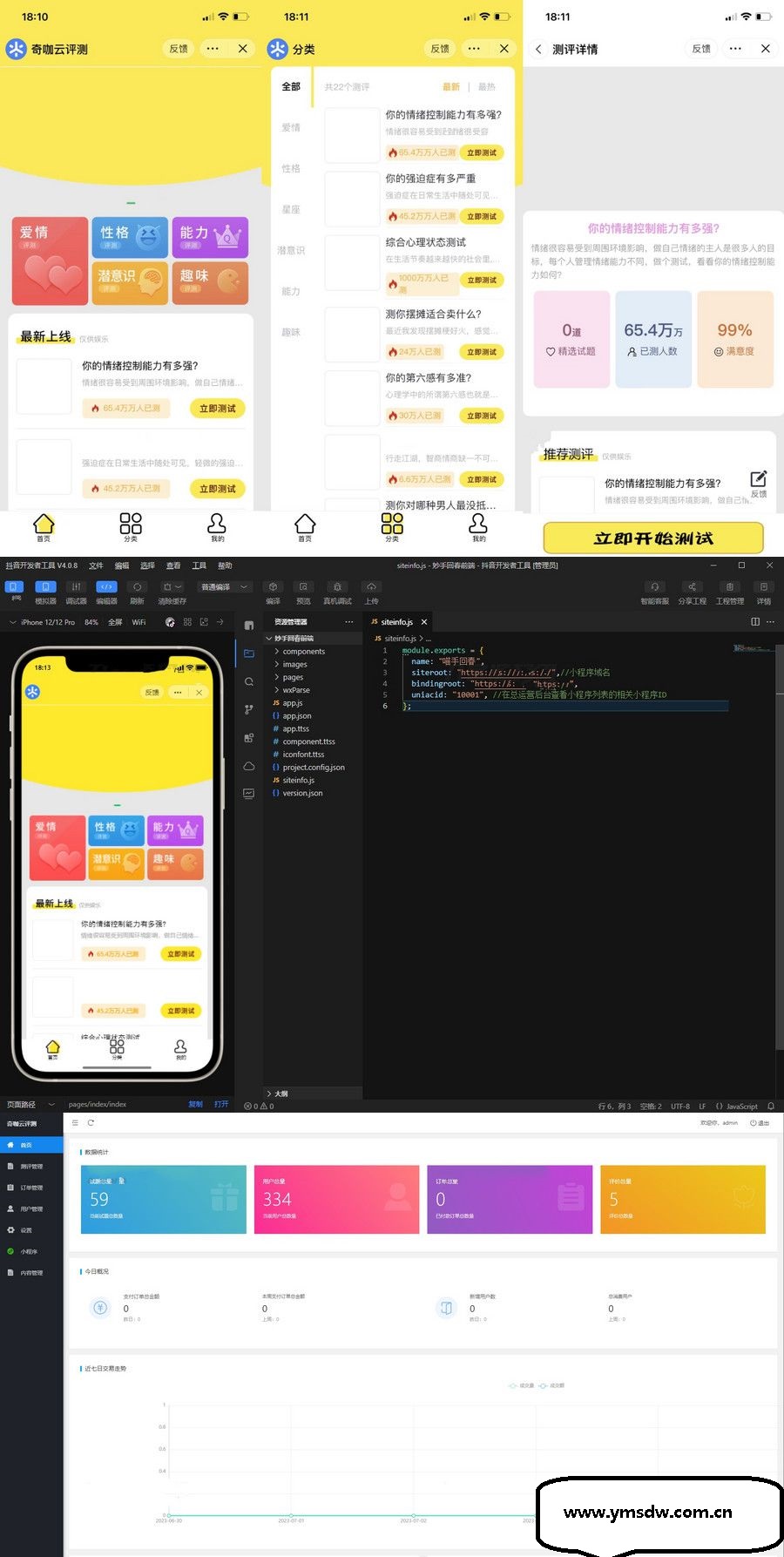 【测试】抖音引流小程序下载 抖音娱乐测评小程序源码 Thinkphp后端